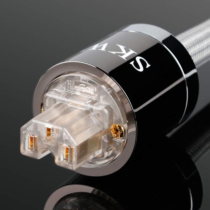 Сетевий кабель SKW Audiophile High End Schuko-вилка — гніздо для сабвуфера, підсилювача та AV-ресивера, 1м, сірий