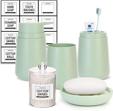 Набір аксесуарів для ванної кімнати IMAVO 4 шт: тримач для зубних щіток, стаканчик, дозатор мила, мильниця. Зелений колір