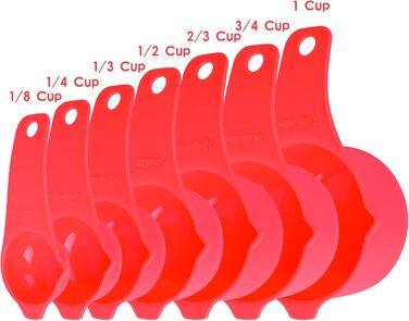 Set of measuring cups and spoons, 15 pieces, plastic measuring cups, 7 plastic measuring cups, 7 plastic measuring spoons with leveler, cute measuring cups for baking and kitchen