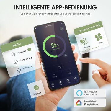 Зволожувач повітря KAITOL 16л/24г, для приміщень до 120м³, з Wi-Fi, сенсорним дисплеєм, таймером, функцією автоматичного відключення та очищення повітря