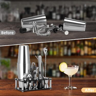 Набір для приготування коктейлів Cinnani: шейкер Boston, аксесуари, 750 мл, нержавіюча сталь, для дому, барів та вечірок