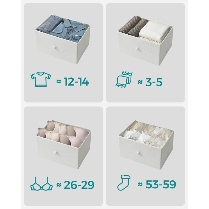 SONGMICS Chest of Drawers, Cabinet, 6 Fabric Drawers, Metal Frame, Storage Cabinet, for Children's Room, Bedroom, Hallway, Cream White-Oak Finish LTS323W57