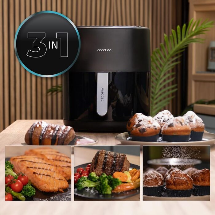 Аерофритюрниця Cecotec Cecofry Duoheat 6500 з грилем 6.5л, 2200 Вт, чорна