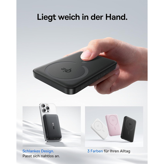 Power Bank Baseus 10000mAh з бездротовою зарядкою 15W, магнітний, PD 22.5W, USB-C, білий/чорний