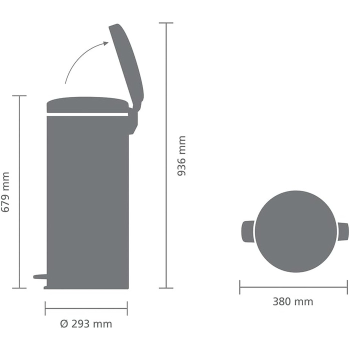 Відро для сміття Brabantia NewIcon 30L з м'яким закриттям, педальним приводом, знімним внутрішнім відром, Soft Beige, 29 x 38 x 68 см