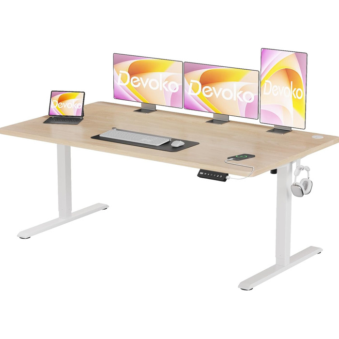 Devoko Electric Standing Desk with Memory - 160x60cm Beige