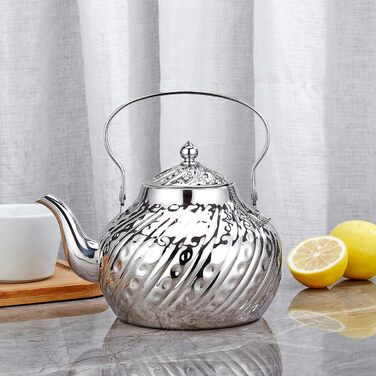 Чайник SANQIAHOME 1,4 л із нержавіючої сталі з ситечком, для індукційних плит, сріблястий, 2000 мл