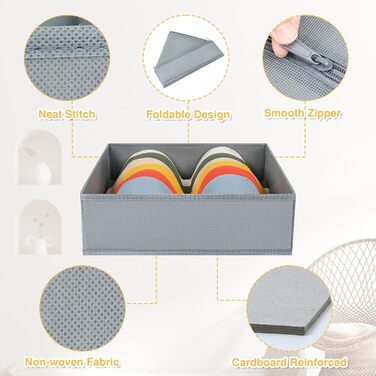 Drawer Organizer - Foldable Underwear Organizer Storage Box Fabric 16 Pieces Closet Organizer for Clothes, Socks (15 Pieces, Gray)