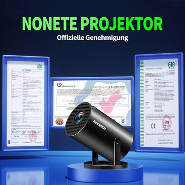 Портативний проєктор Mini Beamer 4K з WiFi 6, Bluetooth 5.2 та Android, 1080P Full HD, автоматична корекція трапеції, підтримка PC/HDMI/USB, з пультом та мишкою, чорний