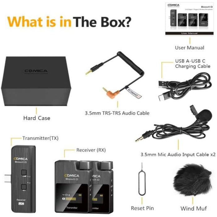 COMICA BoomX-DUC2: Бездротовий мікрофон для смартфона та ноутбука (USB-C) - ідеальний для влогів, подкастів та стрімінгу