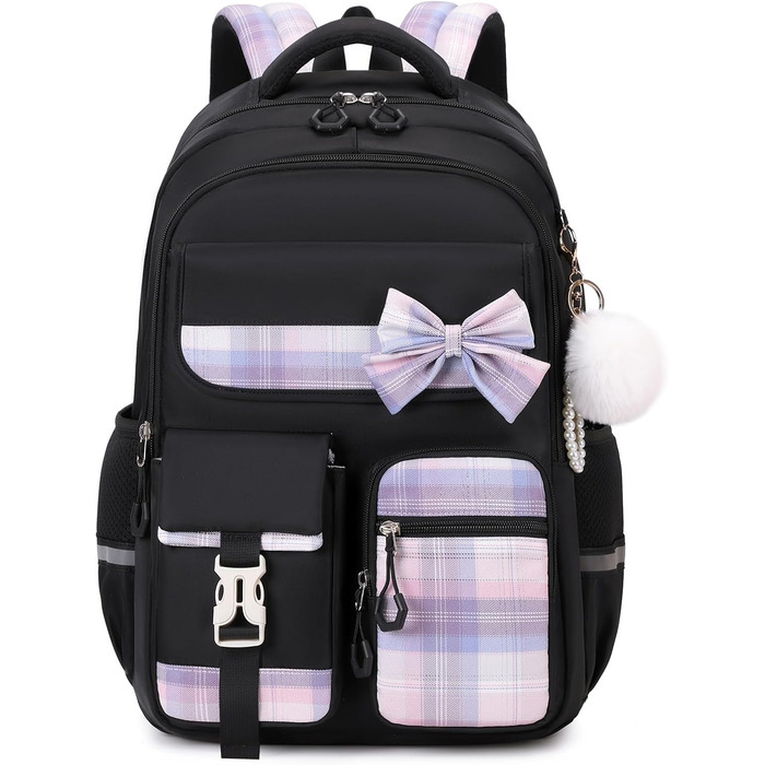 Шкільний рюкзак Tanou для дівчаток, водонепроникний, з візком, 9-16 років, чорний