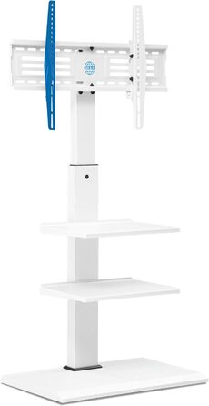 FITUEYES TV Stand White Series-S - 32-65 Inch, 40kg Capacity, Adjustable Height, Swivel & Tilt, 400x600 VESA, 3 Shelves