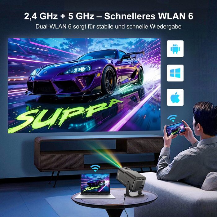 Проектор Sala320max P92Max: 4K, 1080P, WiFi, Bluetooth 5.2, Android 13, Netflix, YouTube, Prime Video, Автофокус