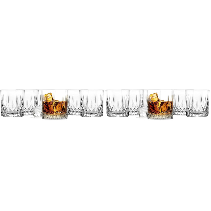 Набір келихів для віскі Glasmark KROSNO 1992, 6 шт, 280 мл, для коньяку, рому, джину, коктейлів, скляні, з огранюванням, для посудомийної машини