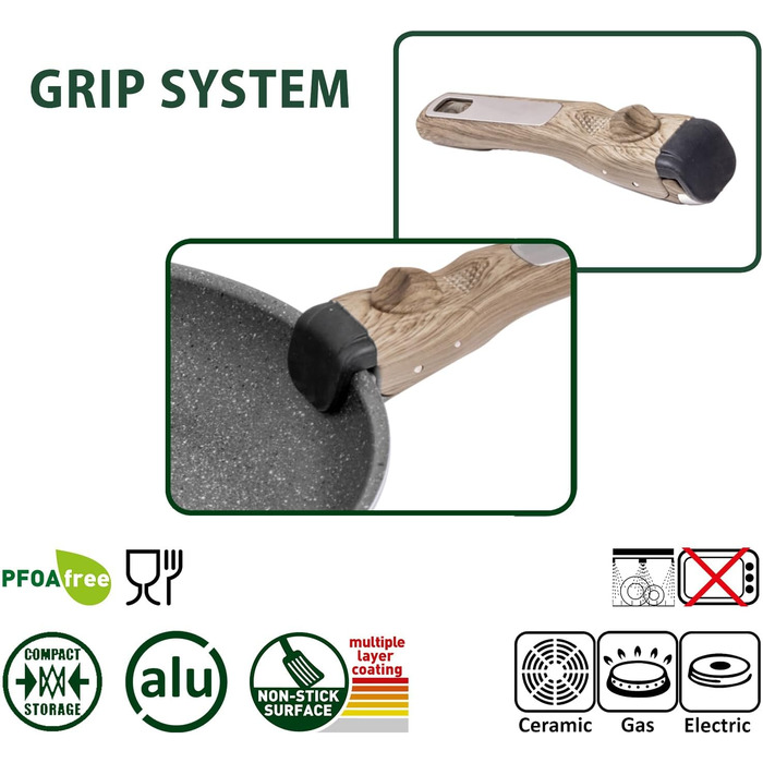 Набір посуду для кемпінгу BRUNNER з алюмінію (каструлі та сковорідки) - діаметр 20, 22, 24, 26 см, Pirate Vakublock, на 4 особи, з покриттям, легкий, високоякісний, стікений, 4+1 частина, міні діаметр 20 см