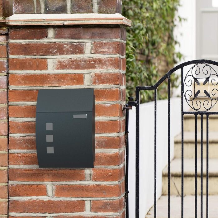 Поштовий ящик настінний SONGMICS з вікном, для імен та 2 ключів, сірий антрацит GMB030G02