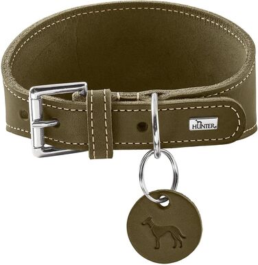 Нашийник для Віндхаундів Hunter Aalborg оливковий колір, міцне м'яке шкіряне, преміум-якість, Made in Germany