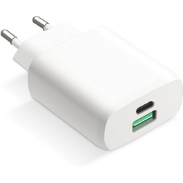 Мережевий адаптер Envircell USB-C 30W GaN з двома портами (USB-C та USB-A), PD 3.0, білий