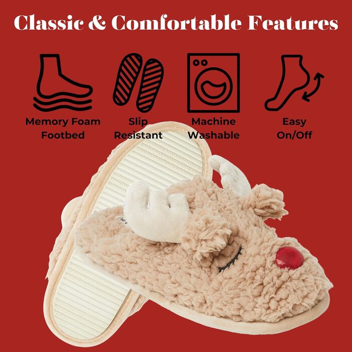 Тапочки-халати Dearfoams Unisex з оленем - святковий новорічний стиль X-Large