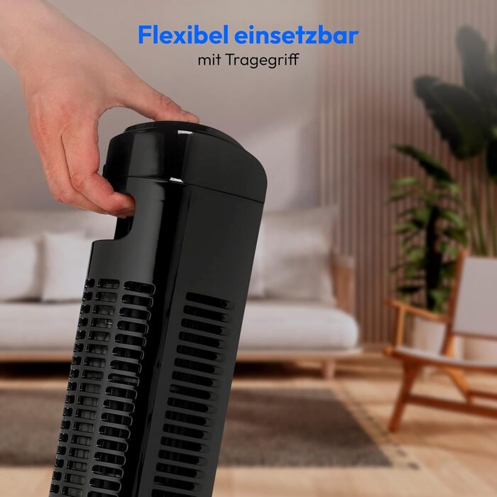 Турбовентилятор MEDION E11 TF з дистанційним керуванням: 3 швидкості, тихий режим сну, 45 Вт, 60° гойдання, таймер, MD12067, чорний