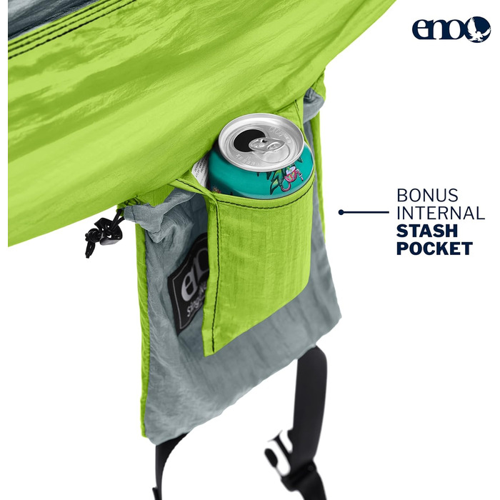 Гамак ENO SingleNest портативний для кемпінгу, туризму, пляжу, сірий/хакі