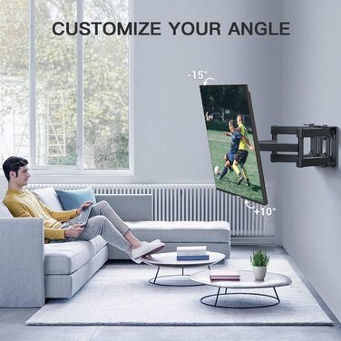PERLESMITH Adjustable Tilt & Swivel TV Wall Mount for 26-70 inch Flat & Curved TVs/Monitors (up to 45kg, VESA 400x400mm)