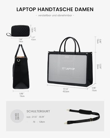 Сумка для ноутбука LOVEVOOK жіноча водонепроникна для роботи та навчання, 17 дюймів, темно-синя. Бізнес-сумка, портфель, сумка для викладача