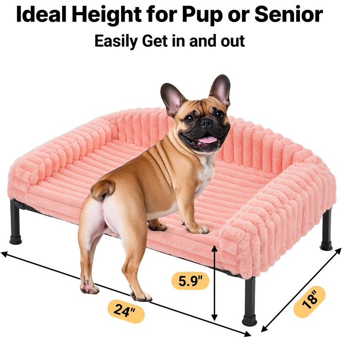 Ліжко для собак Veehoo, софа для маленьких собак, м'яка, з ортопедичним матрацом, 60x45x10 см, білий слонової кістки (рожевий)