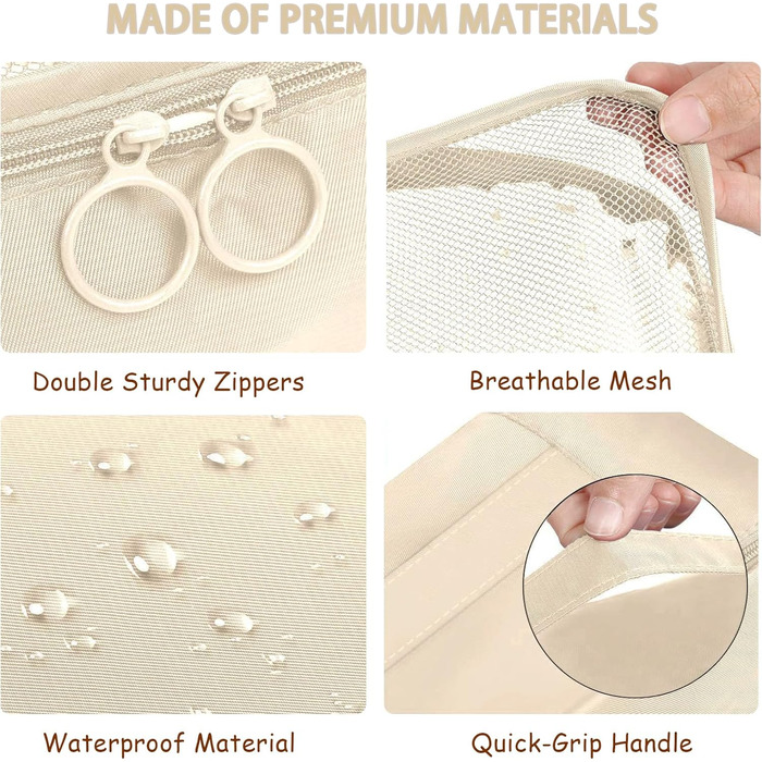 Органайзер для валізи 10 шт. Набір Packing Cubes для одягу, Travel Organizer, Набір кубиків-органайзерів для валізи, рюкзака, ручної поклажі (бежевий)
