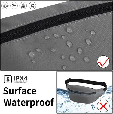 Спортивна поясна сумка на пояс, водонепроникна, сіра. Для чоловіків та жінок. Підходить для прогулянок з собакою, бігу, тренувань, подорожей та активного відпочинку. З міцного нейлону.