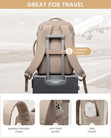 LOVEVOOK Рюкзак для ручної поклажі, 40L, для подорожей, чоловічий/жіночий, 17 дюймів, водонепроникний, для вихідних, кемпінгу, бізнесу
