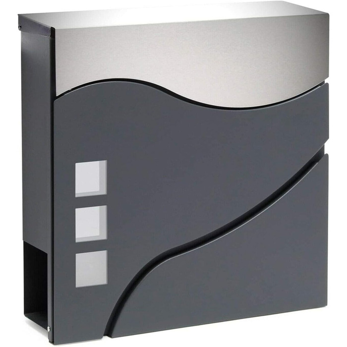 Поштовий ящик Verda з газетницею, 2 ключі, 37x37x11 см, нержавіюча сталь, дизайнерський настінний поштовий ящик, сучасний стиль
