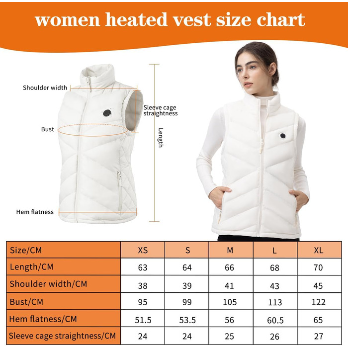 Електрична гріюча жилетка для жінок з акумулятором, легка, з USB-підключенням та кишенями, тепла, Slim Fit, для риболовлі, активного відпочинку, полювання, білого кольору, розмір M