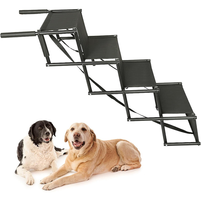 Рампа для собак Homewell - складана, до 70 кг, регульована - для маленьких, середніх, великих та хворих собак. Чорний колір