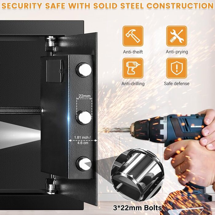 Сейф настінний Mejasg Safe Tresor Klein для дому, гроші, медикаменти, ювелірні вироби, 23x17x17 см (45л)