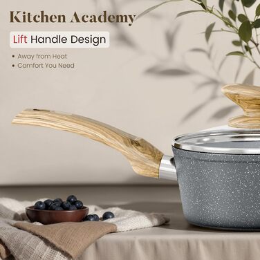 Набір посуду Kitchen Academy індукційний 10 предметів, гранітне антипригарне покриття, товстостінний, без PFOA/PFAS