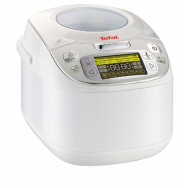 Мультиварка Tefal RK8121 45 в 1: Електрична мультиварка 5л з LCD-дисплеєм, нержавіюча сталь, 45 автоматичних програм, відкладений старт, підтримання тепла + Книга рецептів