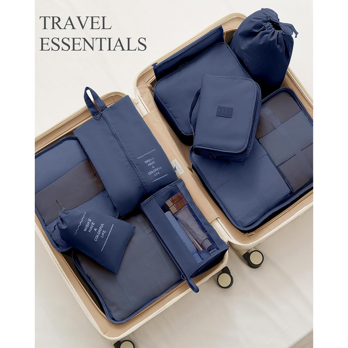 Органайзери для валізи, дорожні аксесуари, водонепроникні сумки-органайзери, 10 шт., Бежевий (Темно-синій, 10 шт.)