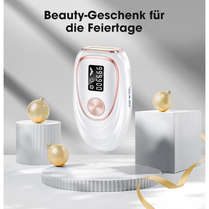 Пристрій для епіляції IPL Haarlosy з охолодженням, 5 рівнів потужності, 999,900 імпульсів світла, для жінок та чоловіків, обличчя, під пахвами, ноги, тіло (білий)