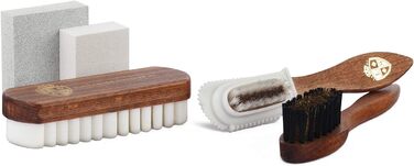 Langer & Messmer Leather Care Set for Suede - Shoe care set with shoe brushes for nubuck leather care and care products for refreshing color, protection, and waterproofing to care for your suede shoes.