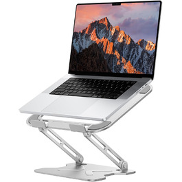 Adjustable Laptop Stand for Desk - Portable Aluminum Laptop Riser - Fits HP 10-16 Inch Laptops (Silver)
