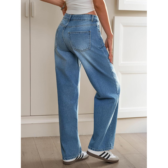 Джинси жіночі Fisoew Baggy з широкими штанинами, середньої посадки, темно-сині, розмір 40