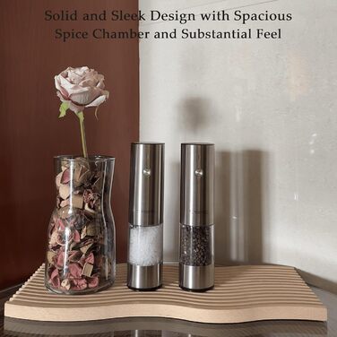 TLYSXPRO Electric Salt and Pepper Grinder Set of 2, USB Rechargeable, Adjustable Coarseness Spice Grinder, Electric Pepper Grinder with LED Light, Cleaning Brush, Kitchen Appliances, Stainless Steel