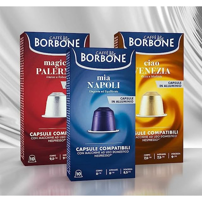 Набір кавових капсул Caffè Borbone Verkostung Kit, 90 шт. (3x30): Mia Napoli, Ciao Venezia, Magica Palermo, сумісні з Nespresso