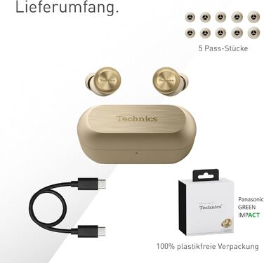 Technics EAH-AZ100E-S Бездротові навушники з активним шумозаглушенням, 10 мм драйвер, Bluetooth Multipoint, AI Voice Focus, срібні