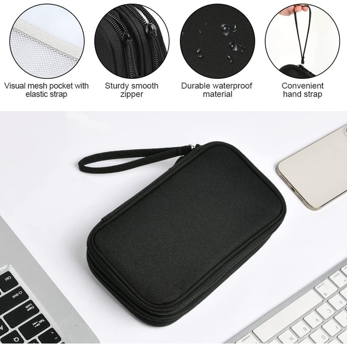 Органайзер для кабелів та аксесуарів: кейс для зарядних пристроїв, USB-накопичувачів та Power Bank (чорний)