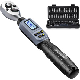 Цифровий шуруповерт з моментом обертання GROWNEER, 2.66-53.1 In-lbs/ 1/4'' Drive, 1.5-30 Nm, з індикатором крутного моменту, звуковим сигналом та LED-дисплеєм, 27 в 1