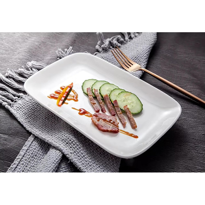 Набір з 2 сервірувальних тарілок Provance 25x14,5 см, кераміка, білий колір - для закусок, десертів, суші, салатів