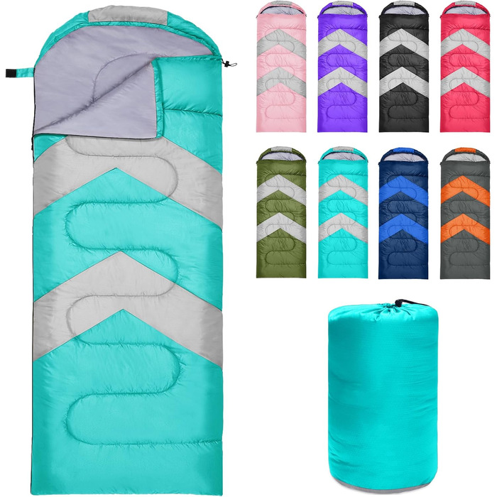 Zusentee 3-4 Season Sleeping Bag - Waterproof, Lightweight, Ultralight Sleeping Bag for Adults & Kids - Camping, Hiking, Travel (Seablu)