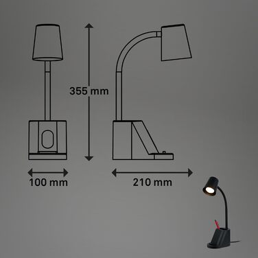 LED лампа BRILONER настільна бездротова з торшетом, поворотна, регульована, з можливістю заміни джерела світла, 38,5 см, з тримачем для ручок, білий колір